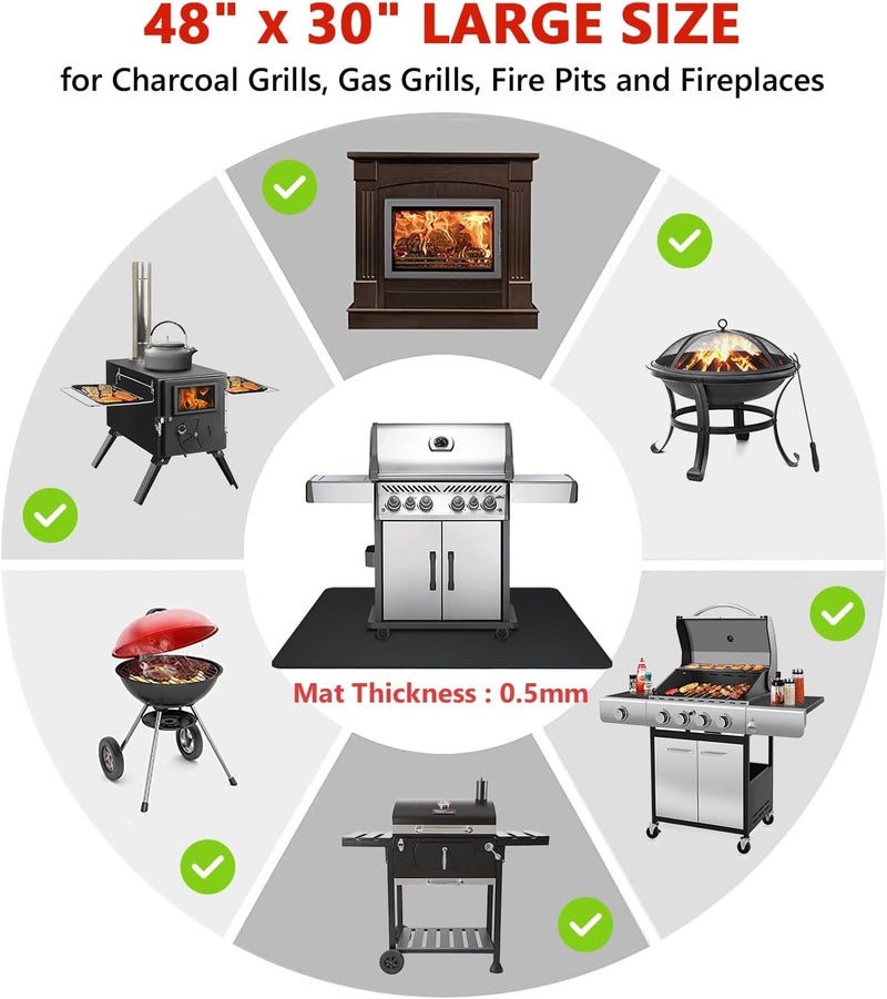 Protebox 48 x 30 inch Under Grill Mats for Outdoor Grill, Double-Sided Fireproof Deck and Patio Protector Mat, BBQ Mat for Under BBQ, Waterproof Oil-Proof Grill Floor Pads Fire Pit Mat Fireplace Mat - Image 4
